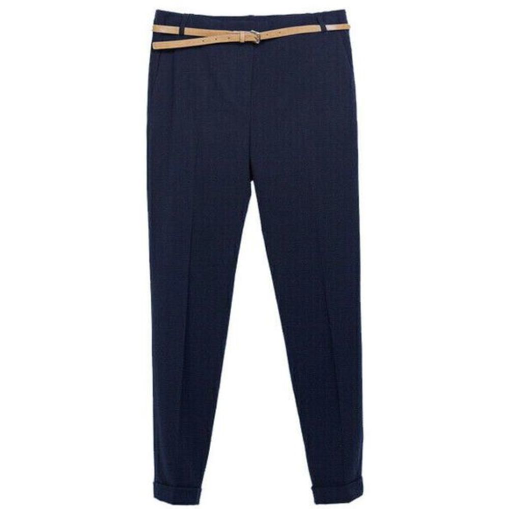 ZARA BASIC Pleated Relaxed Fit Trousers Ankle women’s pants cuffed office Sz 8